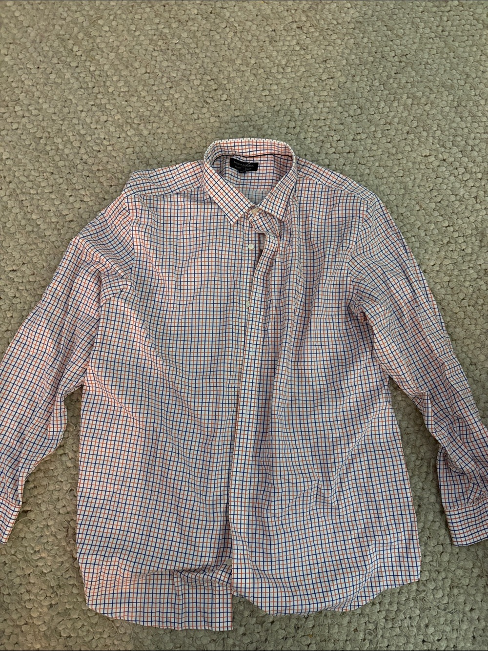 Banana Republic Size Xxl Non-Iron Men's Checked Dress Shirt - Blue & Orange